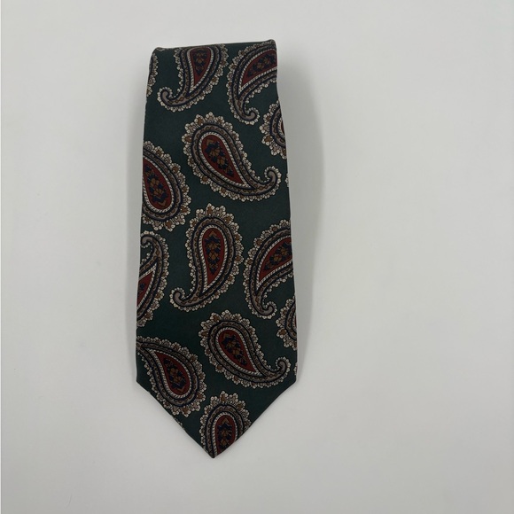 Dior Red and Green Paisley Silk Tie - Picture 1 of 12
